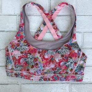 Lululemon Stash N Run Sports Bra in pink floral